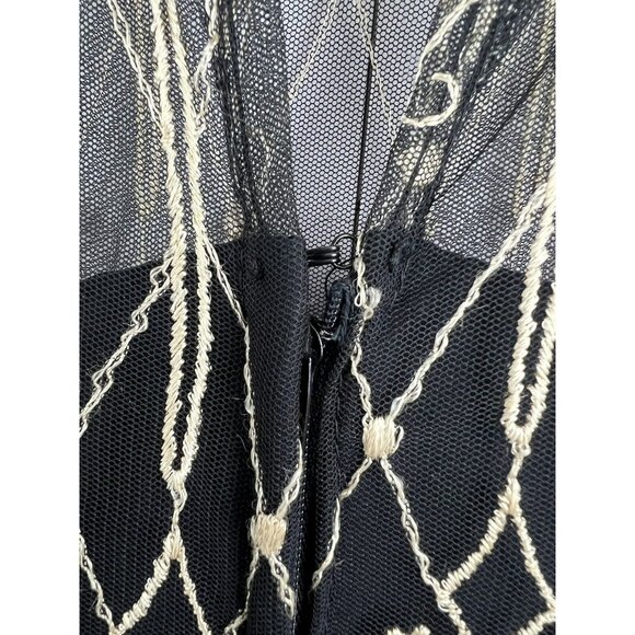 Vintage Cachet by Bari Protas Women Long Sleeve Dress Size 11/12 Lace Mesh Sheer - Picture 7 of 12